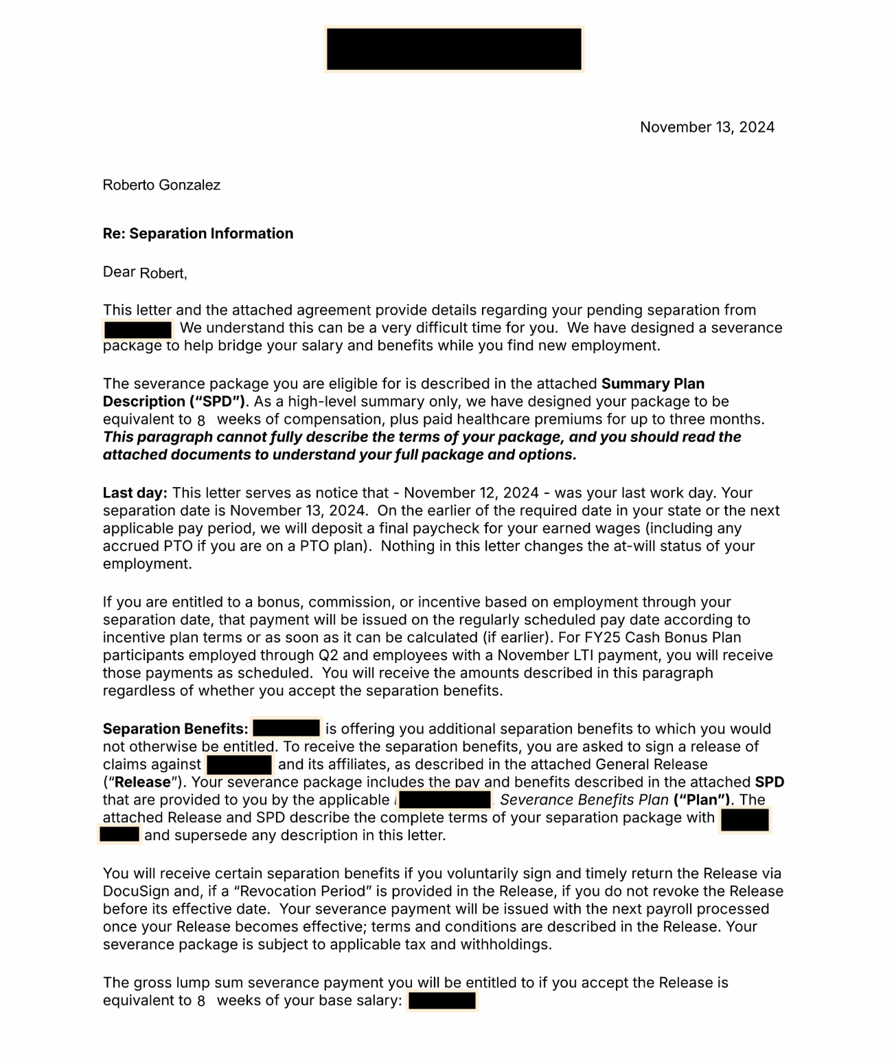 document that says 'you're fired'